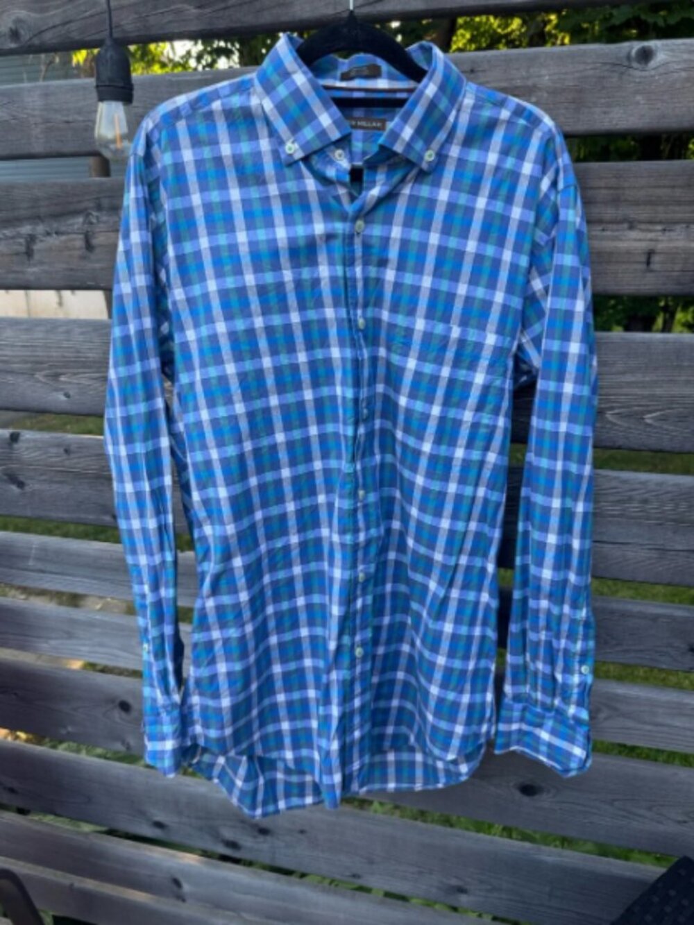 Peter Millar Blue Plaid Button-Down Shirt